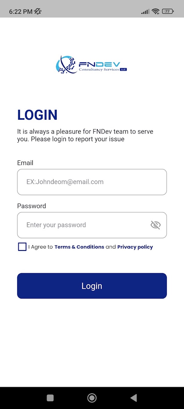 FNDev Support app screen 2 of 3